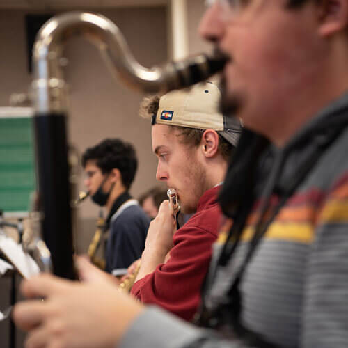 Students practice together for the jazz festival.