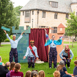 Shakespeare Festival actors perform for families.