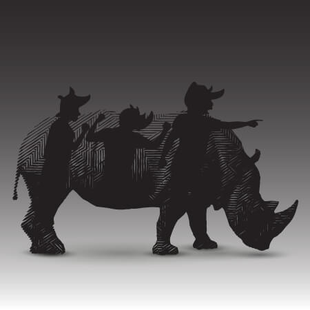 graphic of rhinoceros with human features